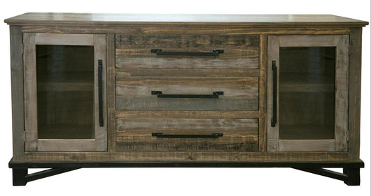 3 Drawer 2 Door Buffet | Loft Brown Pine Wood Collection