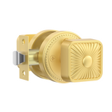 ZR12-212Z Brushed Gold Starburst Square Door Knobs with Beaded Rosette | Door Hardware