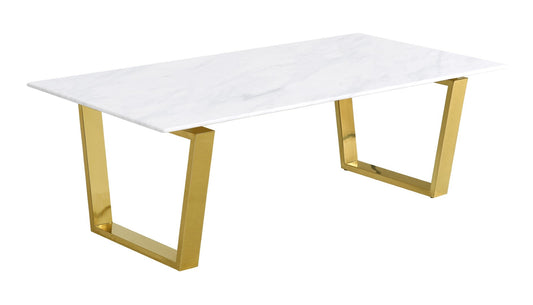 Cameron Contemporary Coffee Table – Stunning Gold Stainless Steel Frame & Genuine Stone Top Design
