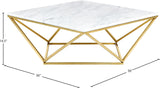 Mason Contemporary Coffee Table with Gold Stainless Steel Base & Genuine Stone Top – Stylish Decor!