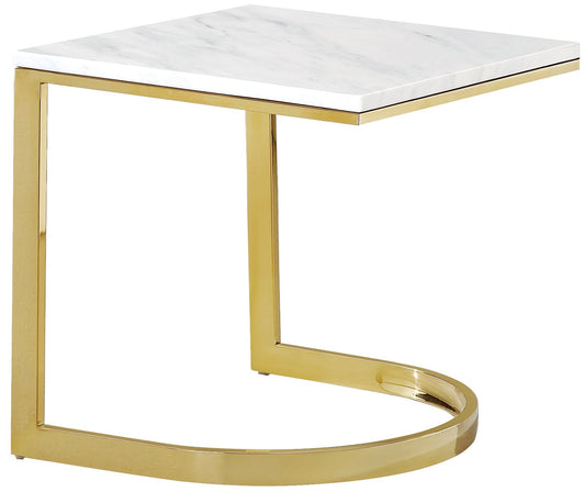 London Stone Contemporary End Table - Luxurious Gold Stainless Steel & Genuine Marble Top Design