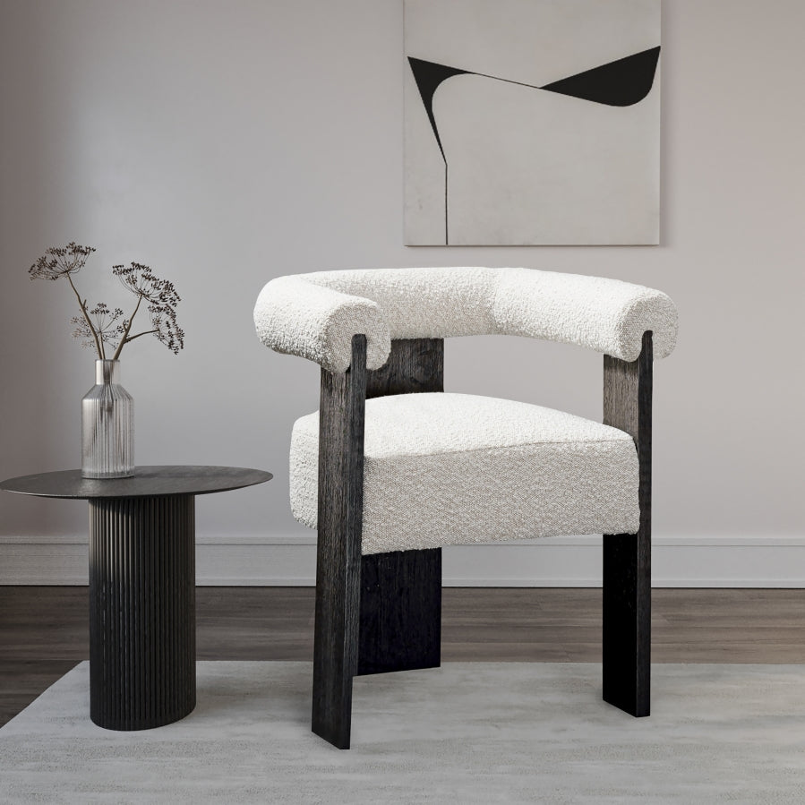 Barrel Boucle Fabric Dining Chair