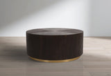 Nile Oak Wood Art Deco Coffee Table with Brushed Gold Base - Elegant Centerpiece for Modern Living