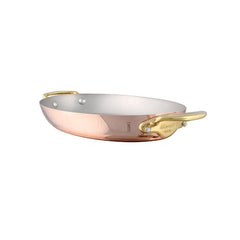 Mauviel M'Heritage 150 B Copper Oval Gratin Pan With Brass Handles, 9.8-In