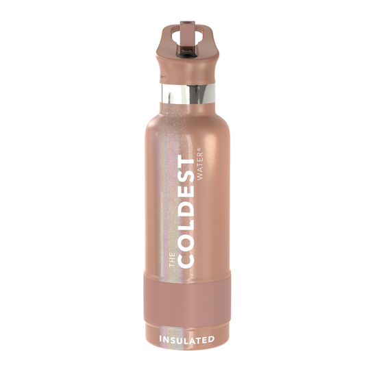 Sports Water Bottle Golden Rose Glitter