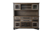 6 Drawer 6 Door Buffet Hutch - Loft Brown Pine Wood Collection