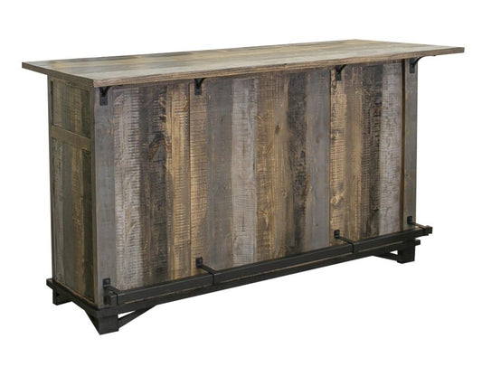 2 Drawer 2 Doors Bar | Loft Brown Pine Wood Hand-Stained