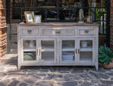 3 Drawer 4 Glass Door Console | Sahara Organic Modern Design
