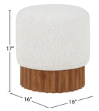 Veranda Ottoman/Stool - Elegant Boucle Fabric with Sturdy Walnut Base for Modern Home Décor
