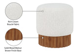 Veranda Ottoman/Stool - Elegant Boucle Fabric with Sturdy Walnut Base for Modern Home Décor
