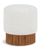 Veranda Ottoman/Stool - Elegant Boucle Fabric with Sturdy Walnut Base for Modern Home Décor