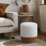 Veranda Ottoman/Stool - Elegant Boucle Fabric with Sturdy Walnut Base for Modern Home Décor