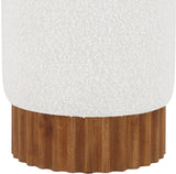 Veranda Ottoman/Stool - Elegant Boucle Fabric with Sturdy Walnut Base for Modern Home Décor