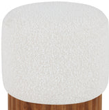 Veranda Ottoman/Stool - Elegant Boucle Fabric with Sturdy Walnut Base for Modern Home Décor