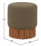 Veranda Ottoman/Stool - Elegant Boucle Fabric with Sturdy Walnut Base for Modern Home Décor