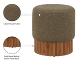 Veranda Ottoman/Stool - Elegant Boucle Fabric with Sturdy Walnut Base for Modern Home Décor