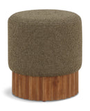 Veranda Ottoman/Stool - Elegant Boucle Fabric with Sturdy Walnut Base for Modern Home Décor