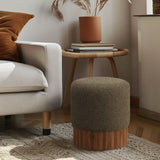 Veranda Ottoman/Stool - Elegant Boucle Fabric with Sturdy Walnut Base for Modern Home Décor