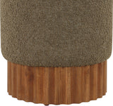 Veranda Ottoman/Stool - Elegant Boucle Fabric with Sturdy Walnut Base for Modern Home Décor