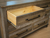 6 Drawer Dresser - Loft Brown Pine Wood Collection with Iron Hardware