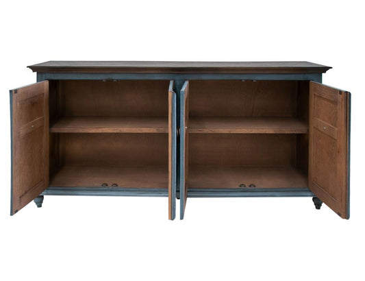 4 Doors Capri Console Table - Rustic Hand-Distressed Wood
