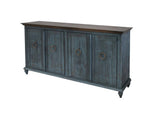 4 Doors Capri Console Table - Rustic Hand-Distressed Wood