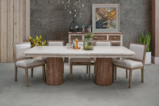 Wooden Upholstered Chair - Sturdy Dining Chair with Fabric