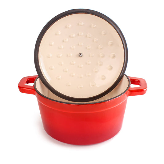 BergHOFF Neo Cast Iron 3qt. Round Dutch Oven 8" with Lid, Red