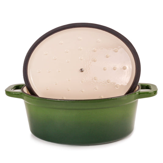 BergHOFF Neo Cast Iron 5qt. Oval Dutch Oven 11.5" with Lid, Green