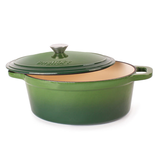 BergHOFF Neo Cast Iron 5qt. Oval Dutch Oven 11.5" with Lid, Green