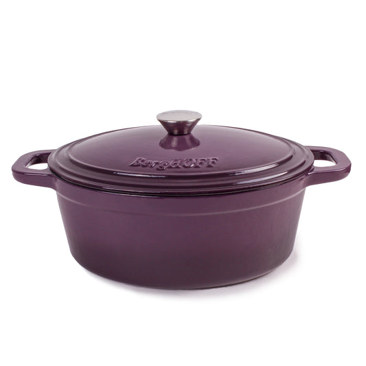 BergHOFF Neo Cast Iron 8qt. Oval Dutch Oven 13" with Lid, Purple