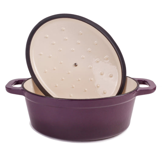 BergHOFF Neo Cast Iron 8qt. Oval Dutch Oven 13" with Lid, Purple