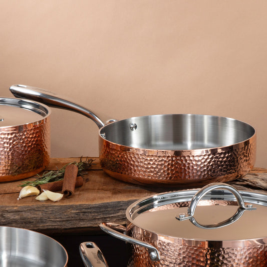 BergHOFF Vintage Tri-Ply Copper 9.5" Deep Skillet, Hammered
