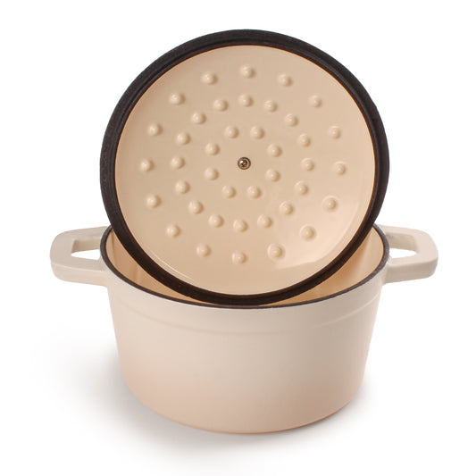 BergHOFF Neo Cast Iron 3qt. Round Dutch Oven 8" with Lid, Meringue