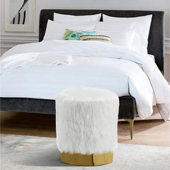 Joy Faux Fur Ottoman | Stool