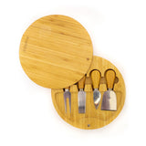 BergHOFF Stainless Steel 6pc Cheese Knives and Bamboo Round Board Set, 8.7x1.5"