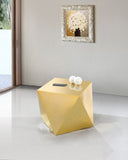 Gemma Gold Stainless Steel Diamond-Shaped End Table - Contemporary Accent Decor for Any Room