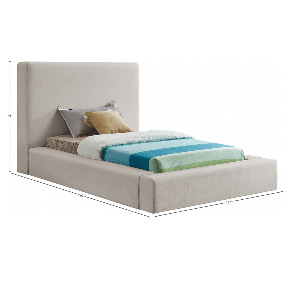 Devin Linen Textured Fabric Twin Bed