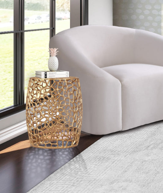 Priya Contemporary Aluminum End Table with Intricate Scrollwork Design for Modern Living Spaces