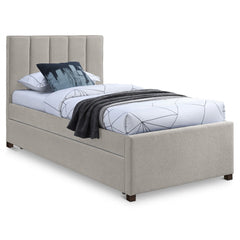 Harper Linen Textured Fabric Trundle Bed