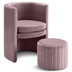 Selena Velvet Accent Chair and Ottoman Set