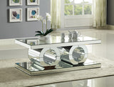 Jocelyn Mirrored Coffee Table – Modern Geometric Design for Chic Living Room Décor – 48" W x 24" D
