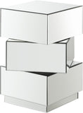 Haven Mirrored Modern End Table - Geometric Triple-Stacked Design for Contemporary Living Spaces