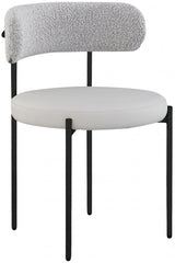 Beacon Cream Faux Leather and Boucle Fabric Dining Chair