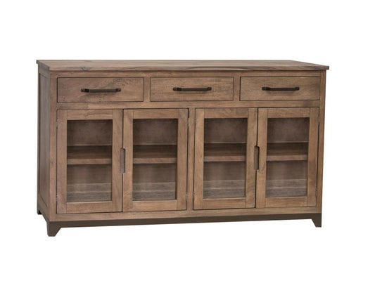 3 Drawer 4 Glass Doors Console | Natural Parota Furniture