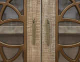 4 Door Mandala Console - Pine Wood Glass Door Cabinet