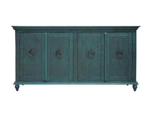 4 Doors Capri Console - Hand-Distressed Rustic Wood Furniture