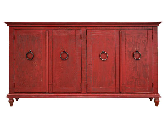 4 Doors Capri Console - Rustic Hand-Distressed Wood Furniture