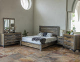 2 Drawer Nightstand - Loft Brown Pine Wood with Iron Hardware