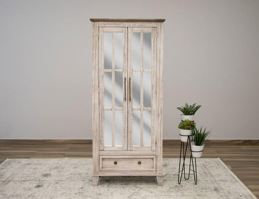 1 Drawer 2 Glass Doors Cabinet | Sahara Mango Wood Collection